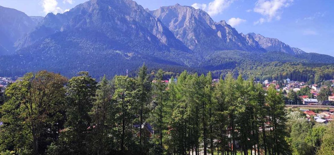 Scenic view of Bucegi mountains and Prahova Valley road, essential for Transylvania travel planning.